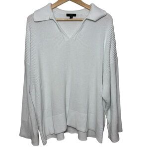 J. Crew Chunky Knit Sweater Womens 3X White Coastal Cotton Minimalist Quiet Lux